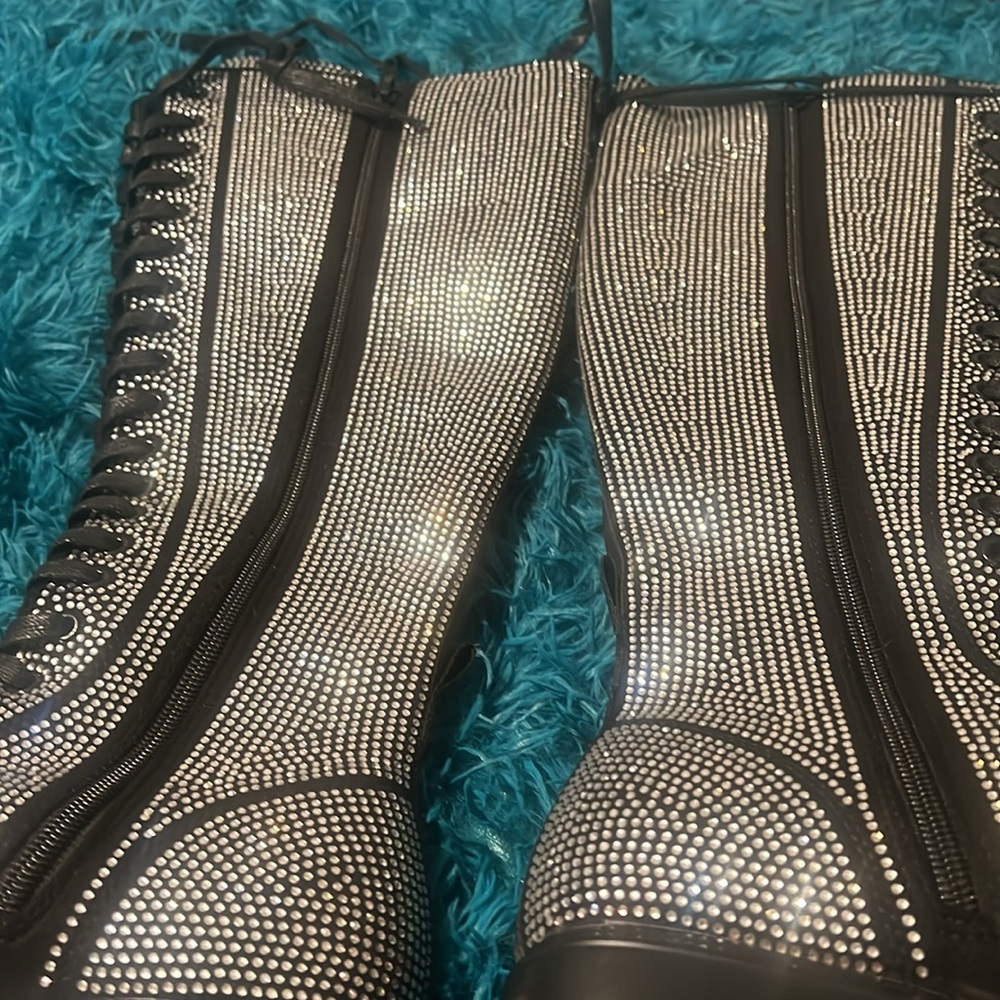 Nasty gal diamanté lace up combat boots - Picture 15 of 16